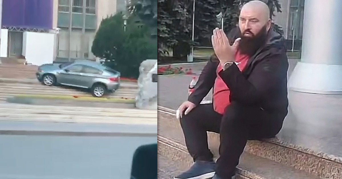 Найден водитель, въехавший на лестницу здания правительства. Коллаж: Point.md