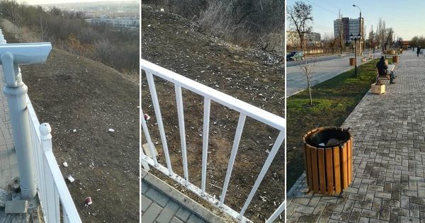 Территория сквера на Чеканах усеяна окурками от сигарет.