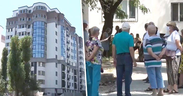 Сегодня в одном из дворов на улицу Албишоара 78/2,80/2 и 80/3 жильцы вышли на протест. Фото: Point.md.