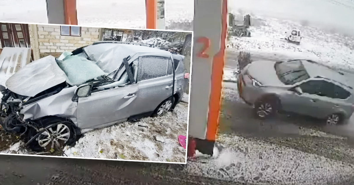 ДТП в Яссах: автомобиль из Молдовы едва не снес бензоколонки. Коллаж: Point.md