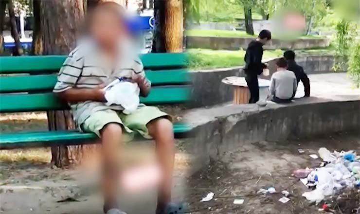 Полиция разыскивает детей, нюхающих клей на улице.