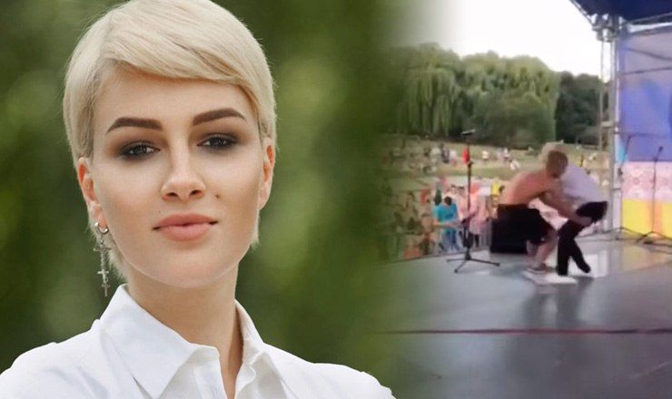 На певицу Анастасия Приходько, баллотирующуюся в Верховную Раду, напали во время концерта в Виннице. 