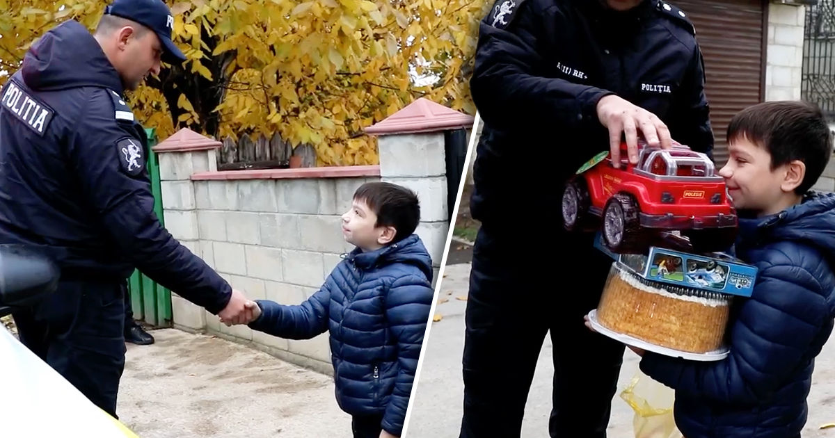 Полицейские из Оргеева поздравили ребенка с Днем рождения и подарили торт.