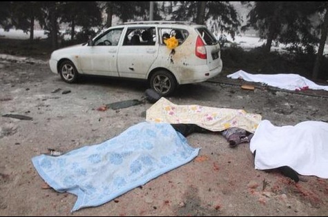 В ряде СМИ сообщалось, что в Куйбышевском районе пострадали люди, стоящие в очереди за гуманитарной помощью.