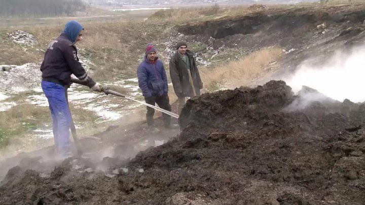 Groapa de deşeuri de la fabrica avicolă din Step-Soci a luat foc.