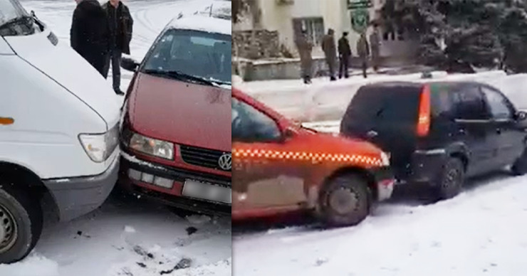 Очевидец инцидента сообщает, что дорога не была посыпана песком. Фото: Point.md.