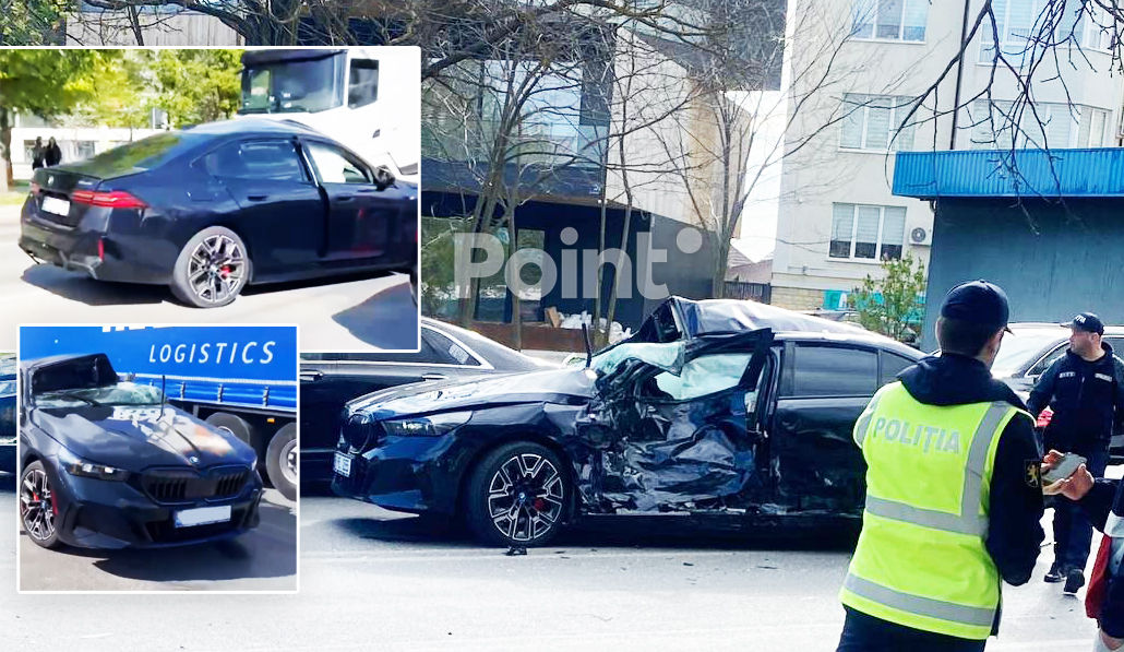 В Кишинёве пожарная машина раздавила BMW.