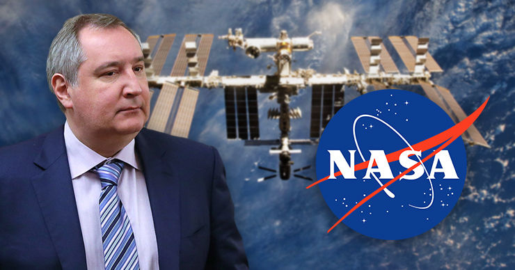 Глава "Роскосмоса" Дмитрий Рогозин надеется договориться с NASA о продлении работы МКС до 2030 года. Коллаж Point.md.