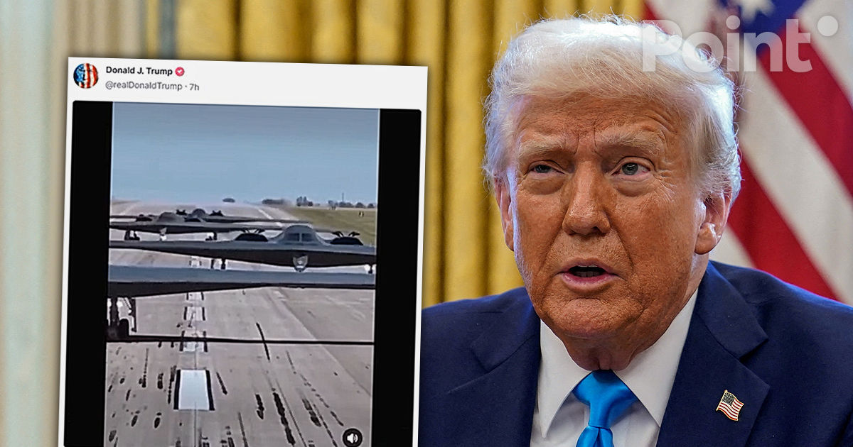 Trump a postat o înregistrare video cu zborul bombardierelor B-2 pe melodia „Bomb Iran”.