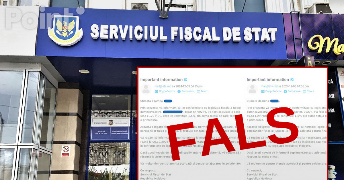 Serviciul Fiscal de Stat îndeamnă contribuabilii să fie vigilenți în contextul unor solicitări false.