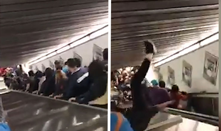 В метро Рима сломался эскалатор с футбольными фанатами ЦСКA.