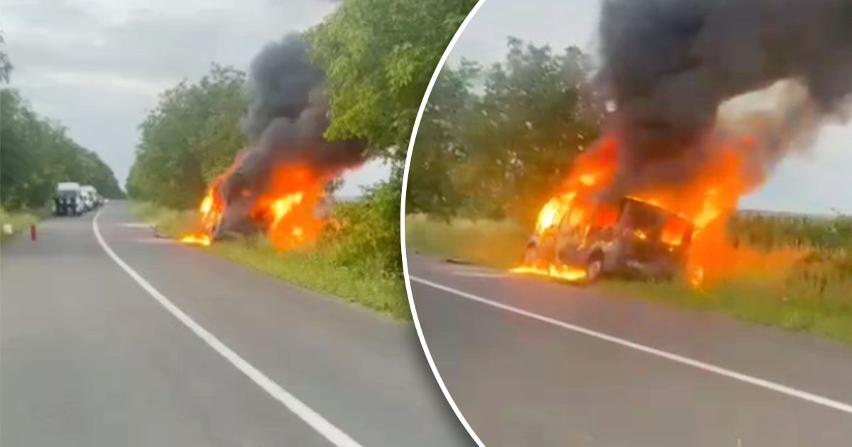 В Бричанском районе сгорела служебная машина Пограничной полиции. Коллаж: Point.md