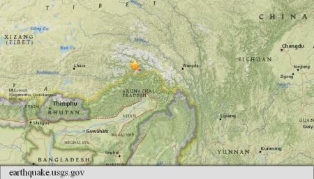 Un cutremur cu magnitudinea 6,3 a lovit sâmbătă sudul Chinei. Foto: earthquake.usgs.gov