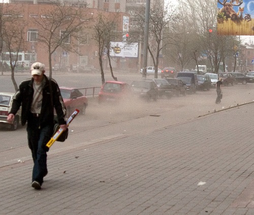 Пыль и песок,поднятые ветром и автотранспортом, значительно загрязняют атмосферный воздух и неблагоприятно действует на органы дыхания и сердечно-сосудистую систему человека.