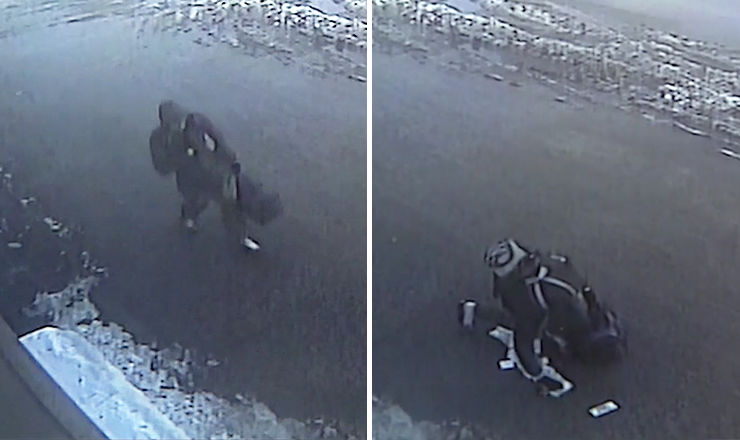 В России вор рассыпал украденные миллионы и попал на видео.