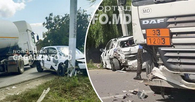 Авария в Кирсово: бензовоз протаранил легковой автомобиль. Коллаж: Point.md