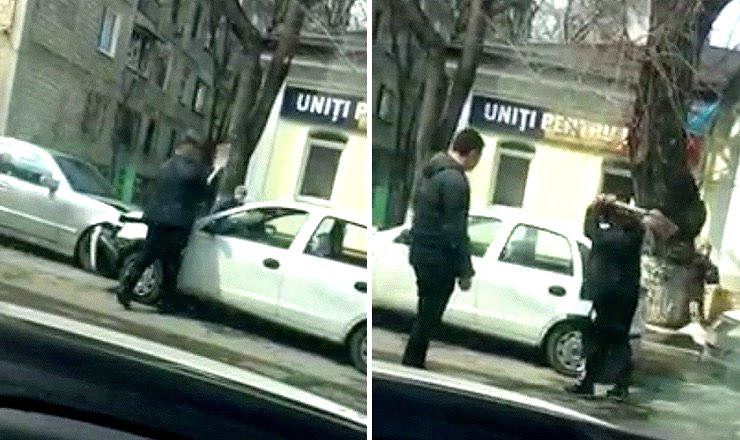 Мужчина с лопатой принялся громить машины после серии ДТП.