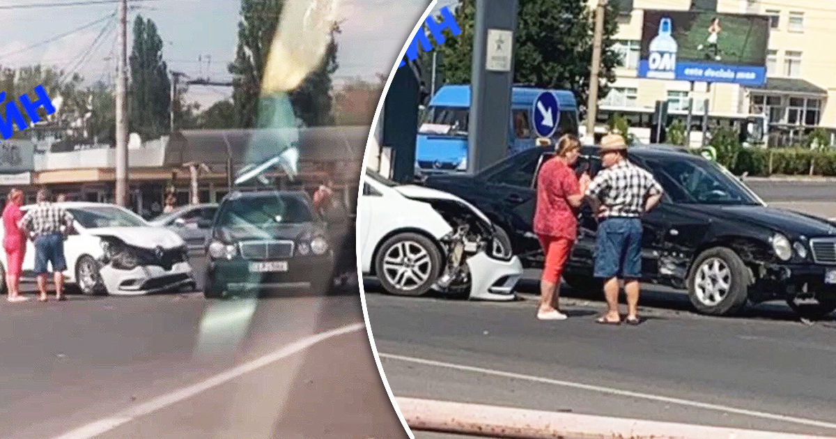 ДТП в Бельцах: столкнулись автомобили Mercedes и Renault. Коллаж: Point.md
