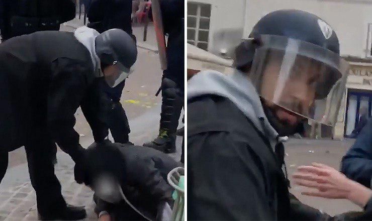 На видео видно, что у телохранителя Макрона шлем, который носят cотрудники спецназа, однако Беналла таковым не являлся. 