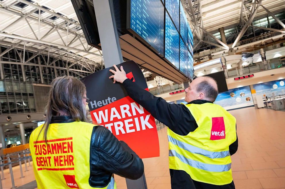 Aeroportul din Hamburg, complet închis din cauza unei greve neaștepate.