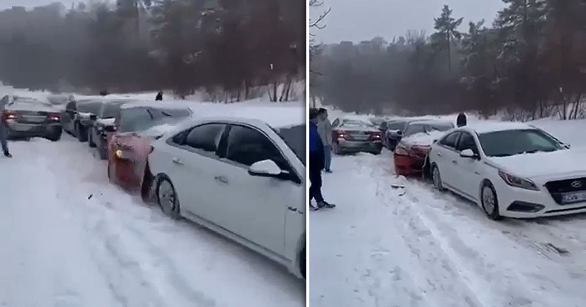 В Кишиневе на скользкой дороге произошло цепное ДТП.
