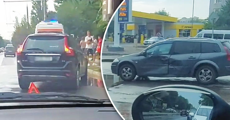 ДТП на Ботанике: оба автомобиля получили серьёзные повреждения. Коллаж: Point.md