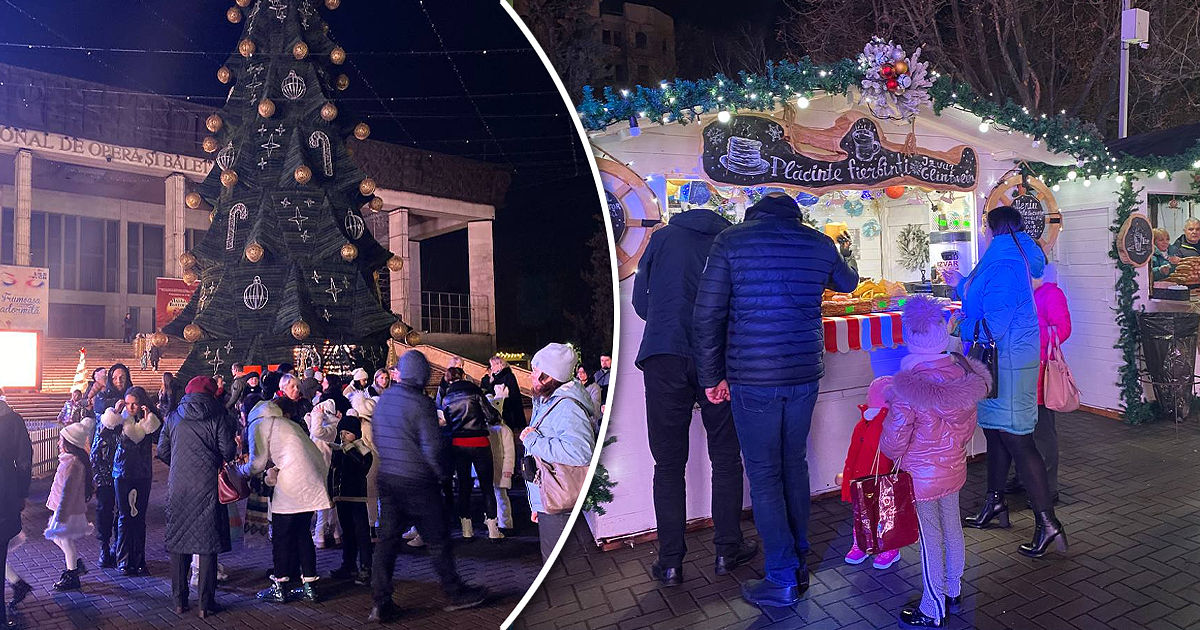 В центре Кишинева открылся рождественский городок. Коллаж: Point.md