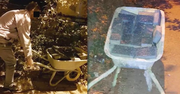 Житель Кишинёва на тачке вёз домой украденную в городе тротуарную плитку. Коллаж: Point.md
