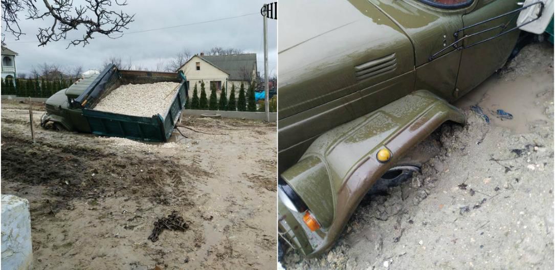 Noroiul din Mileștii Mici a înghițit până și un ZIL