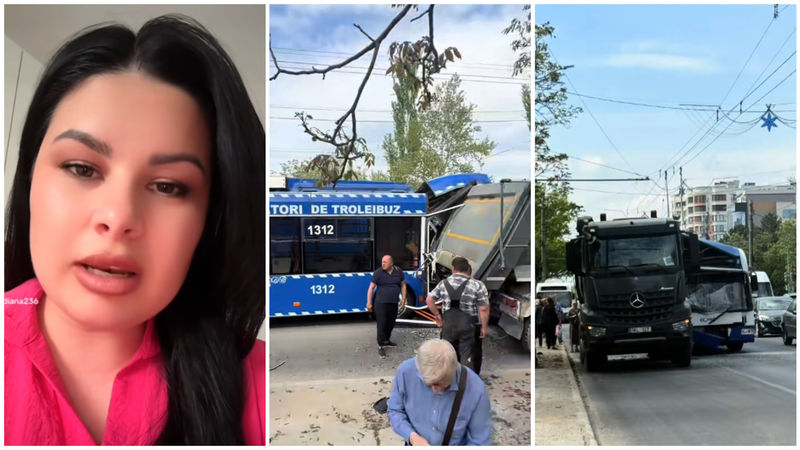 Pasageră a troleibuzului accidentat: Oameni răniți, țipete și bucăți de sticlă pe podea și scaune.