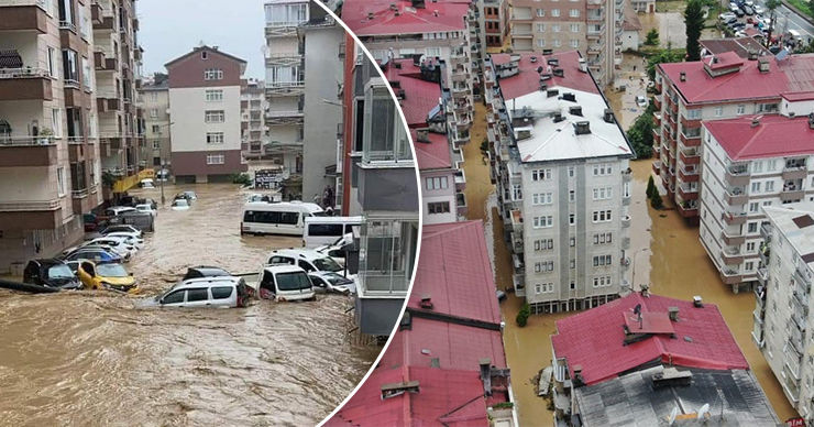 В Турции проливные дожди вызвали наводнение.