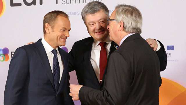 Украина надеется создать "четыре союза" с ЕС, заявил президент страны Петр Порошенко в ходе саммита "Восточного партнерства". Фото: AFP