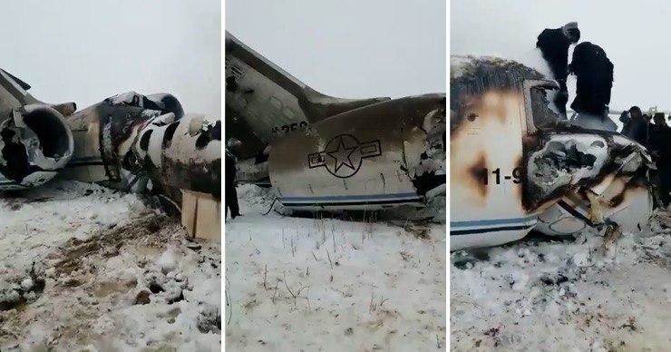 В Сети появилось видео с места крушения самолёта в Афганистане. 