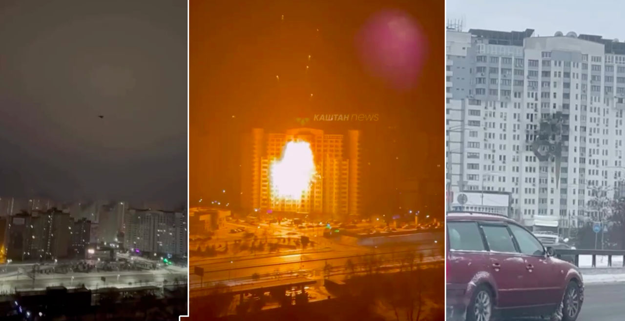 Momentul în care o dronă rusească lovește un bloc de locuințe din Kiev.