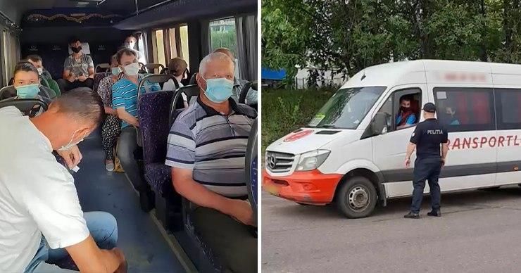При въезде в Кишинев остановили переполненную маршрутку.