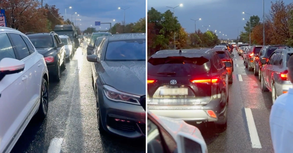 На КПП Леушены-Албица образовалась очередь из автомобилей. Коллаж: Point.md