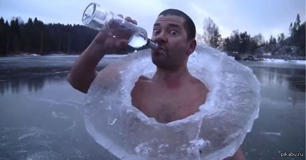 Хорошим способом для выживания зимой могут быть несколько стопок водки, для того, чтобы избавиться от зимней мрачности.  Фото: pikabu.ru
