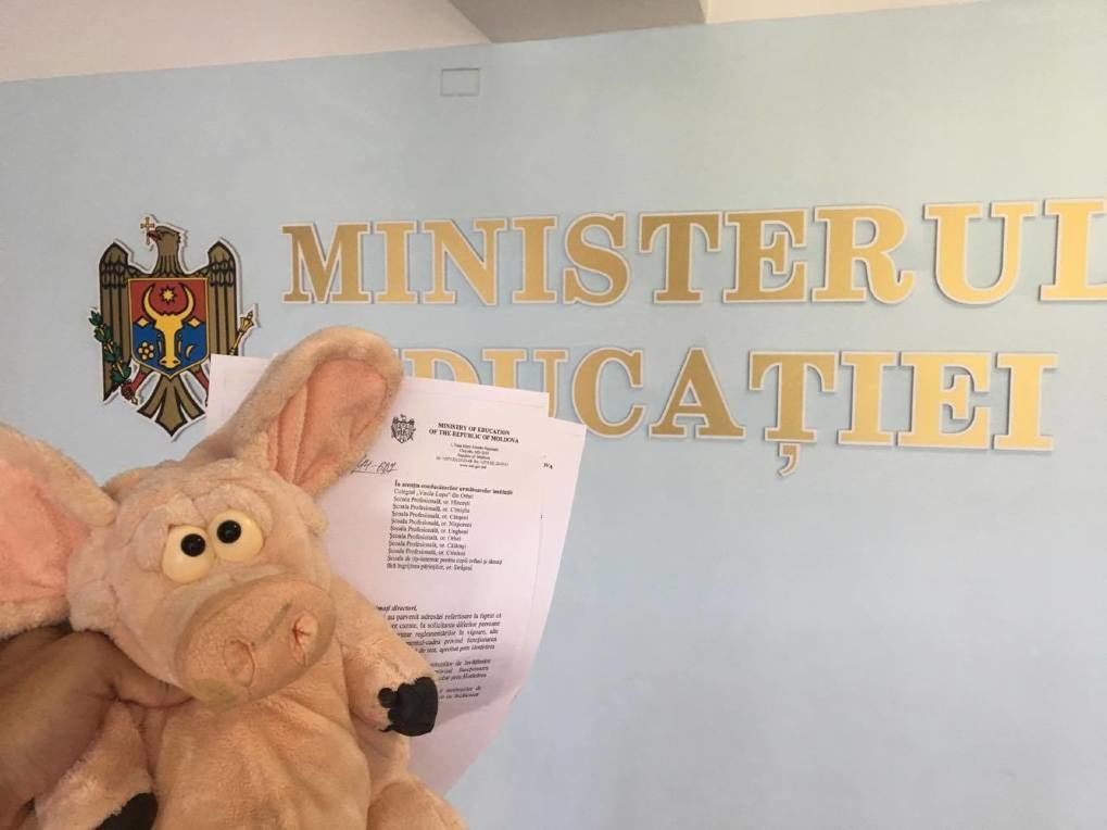 Председатель ОА "ODIP" подарил Лилие Поголша плюшевую свинку в "благодарность" за помощь. Фото: realitatea.md.