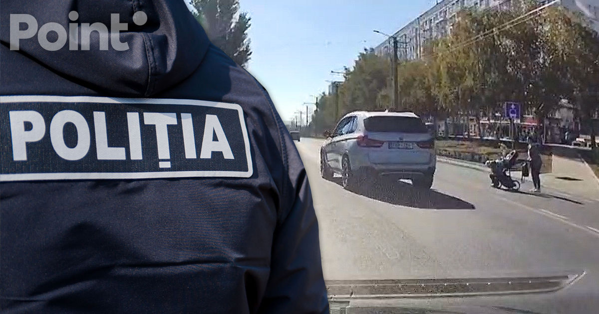 Polițiștii au identificat șoferul BMW-ului care era cât pe ce să calce o femeie cu doi copii.