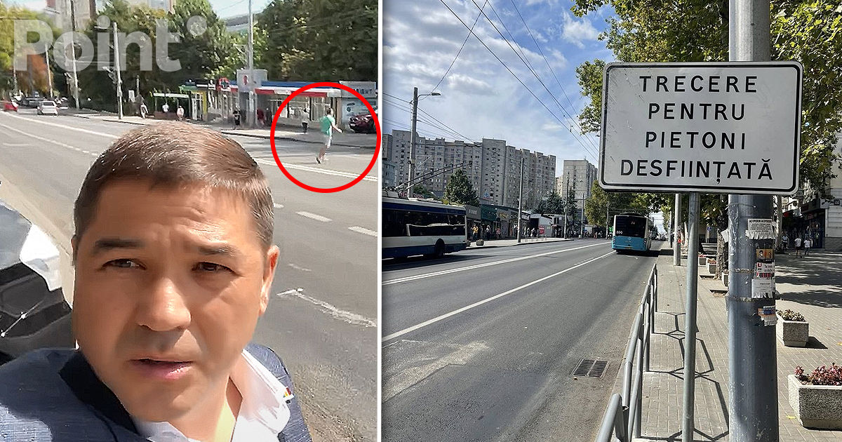 Oamenii continuă să traverseze strada la trecerea de pietoni desființată de pe strada Ion Creangă.