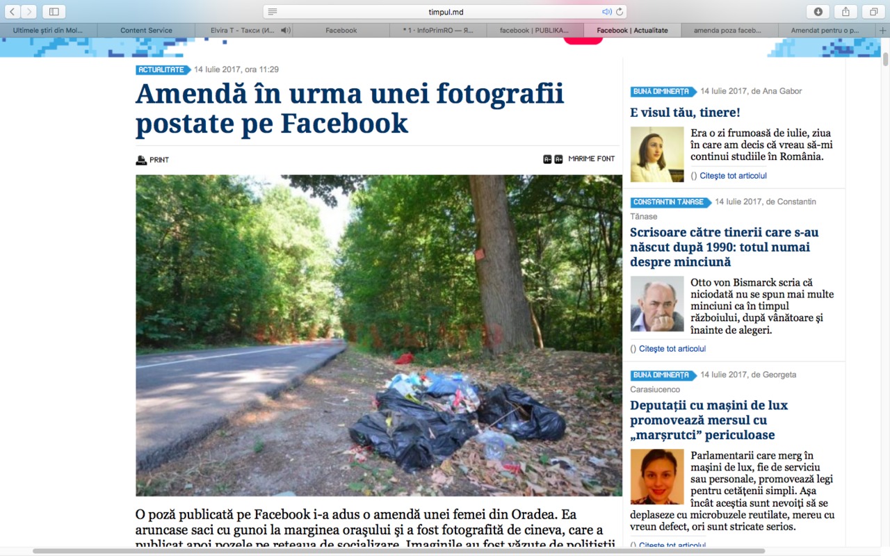 O poză publicată pe Facebook i-a adus o amendă unei femei din Oradea. 