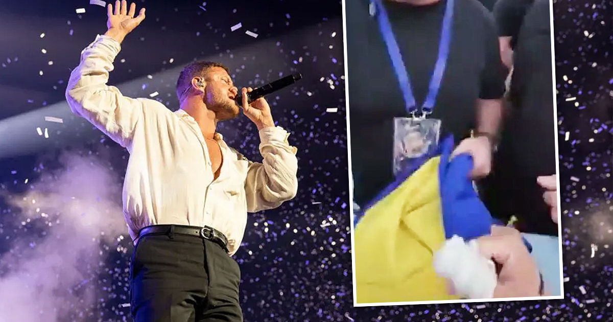В Грузии не дали развернуть флаг Украины на концерте Imagine Dragons. Коллаж: Point.md
