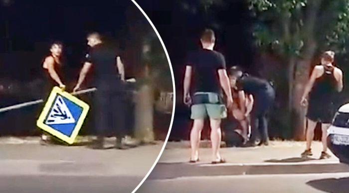 В столице нетрезвый мужчина повредил светофор и дорожный знак. Коллаж: Point.md