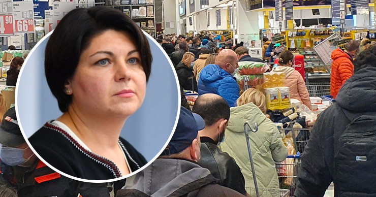 Гаврилица об очередях в магазинах: Призываю граждан не паниковать. Коллаж: Point.md
