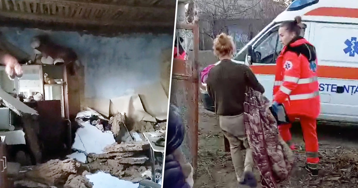В Каушанах в доме обрушился потолок: пострадали трое маленьких детей. Коллаж: Point.md