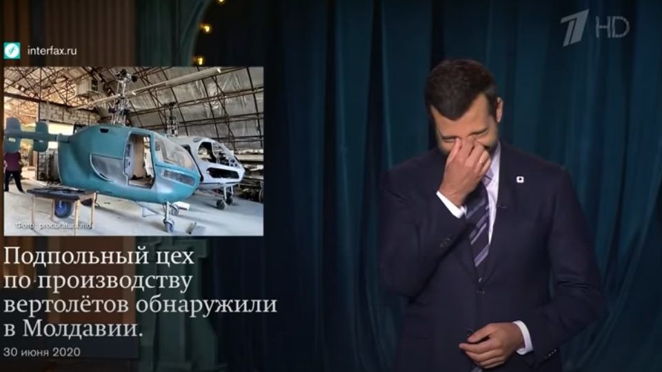В «Вечернем Урганте» посмеялись над новостью об ангаре с вертолетами.