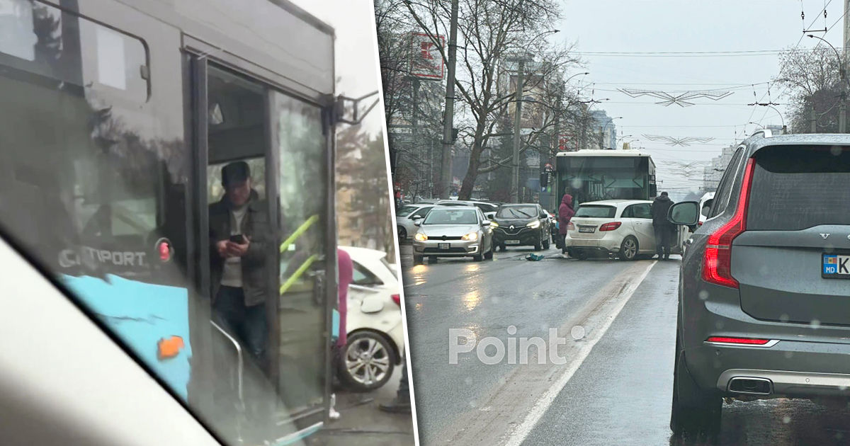 Accident rutier cu implicarea unui autobuz și a unei mașini în Capitală.