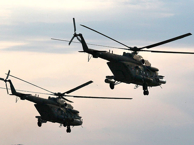 Российские военные вертолеты начали учения на северо-западе страны.