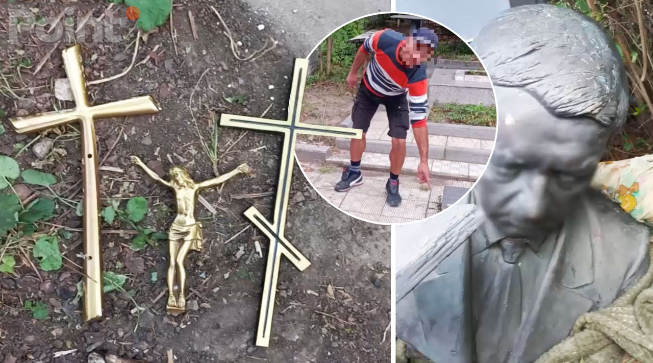 В Кишиневе мужчина украл памятник с кладбища и хотел его продать. Коллаж: Point.md