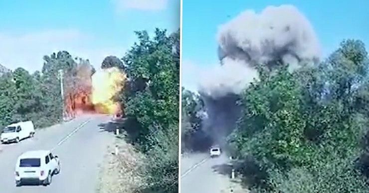 Ереван опубликовал видео удара по мосту между Арменией и Карабахом.